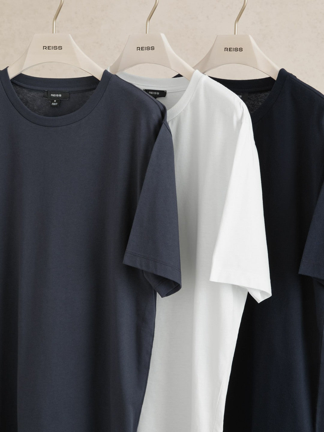Cotton Crew-Neck T-shirts 3 Pack White/Navy/Airforce Blue | Men
