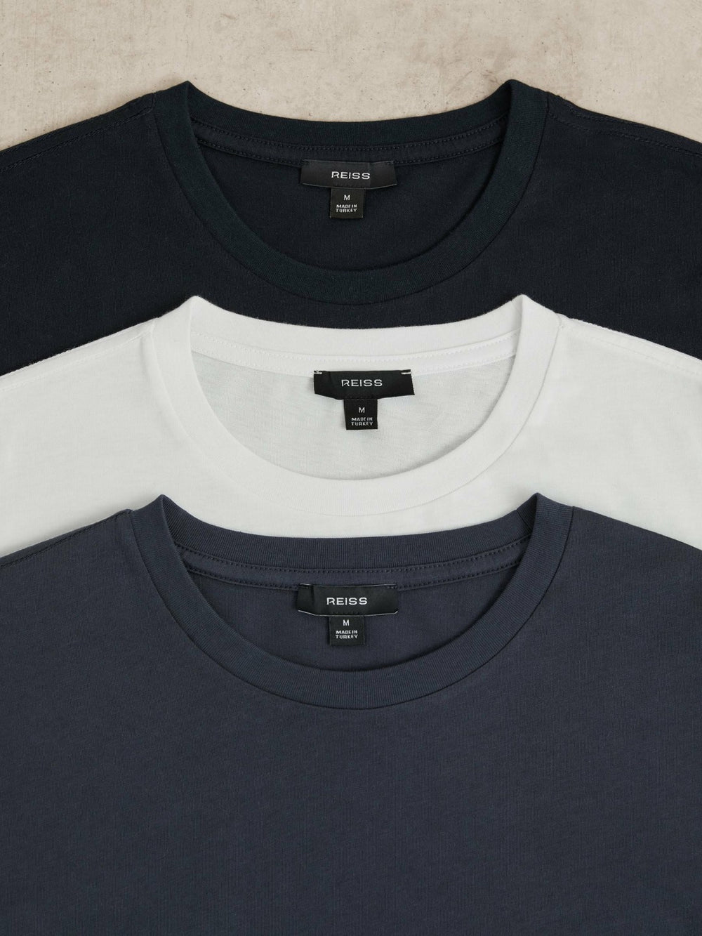 Cotton Crew-Neck T-shirts 3 Pack White/Navy/Airforce Blue | Men