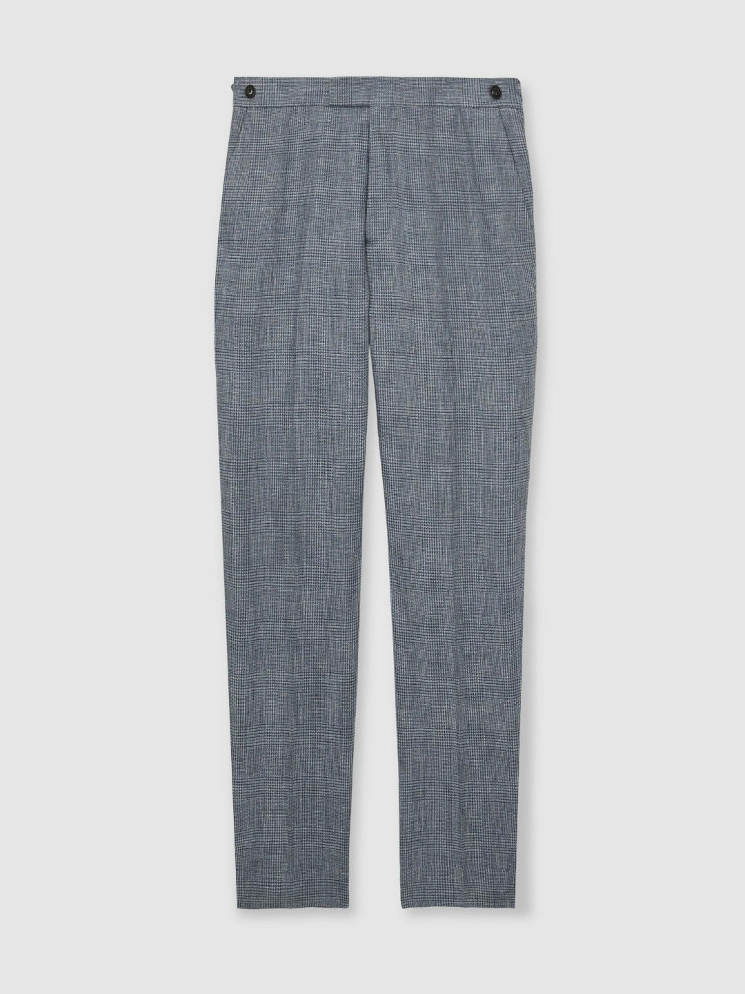 Slim Fit Linen Check Suit Trousers Soft Blue | Men