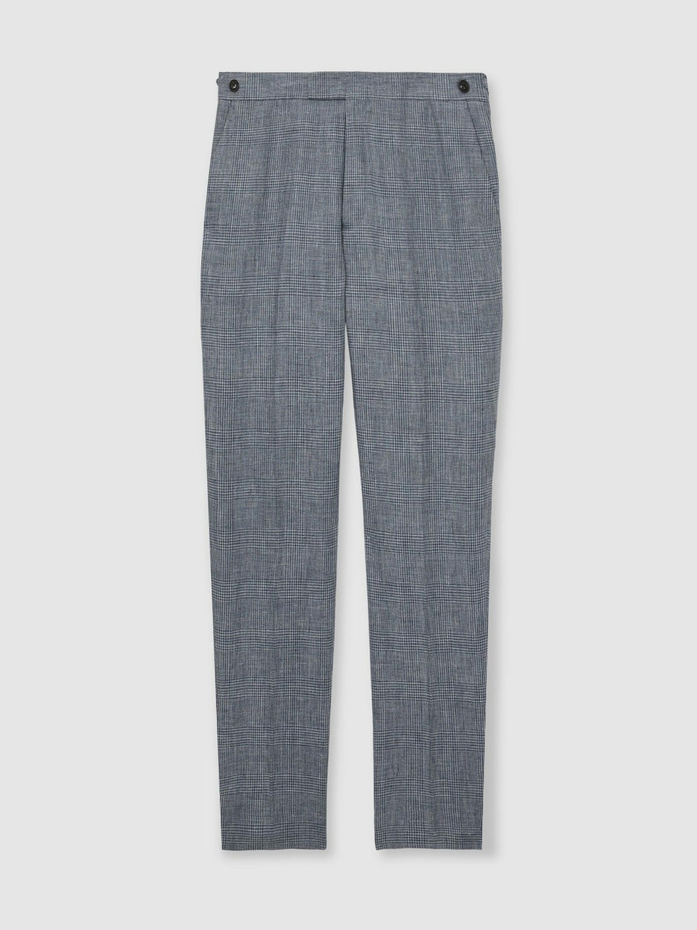 Slim Fit Linen Check Suit Trousers Soft Blue | Men
