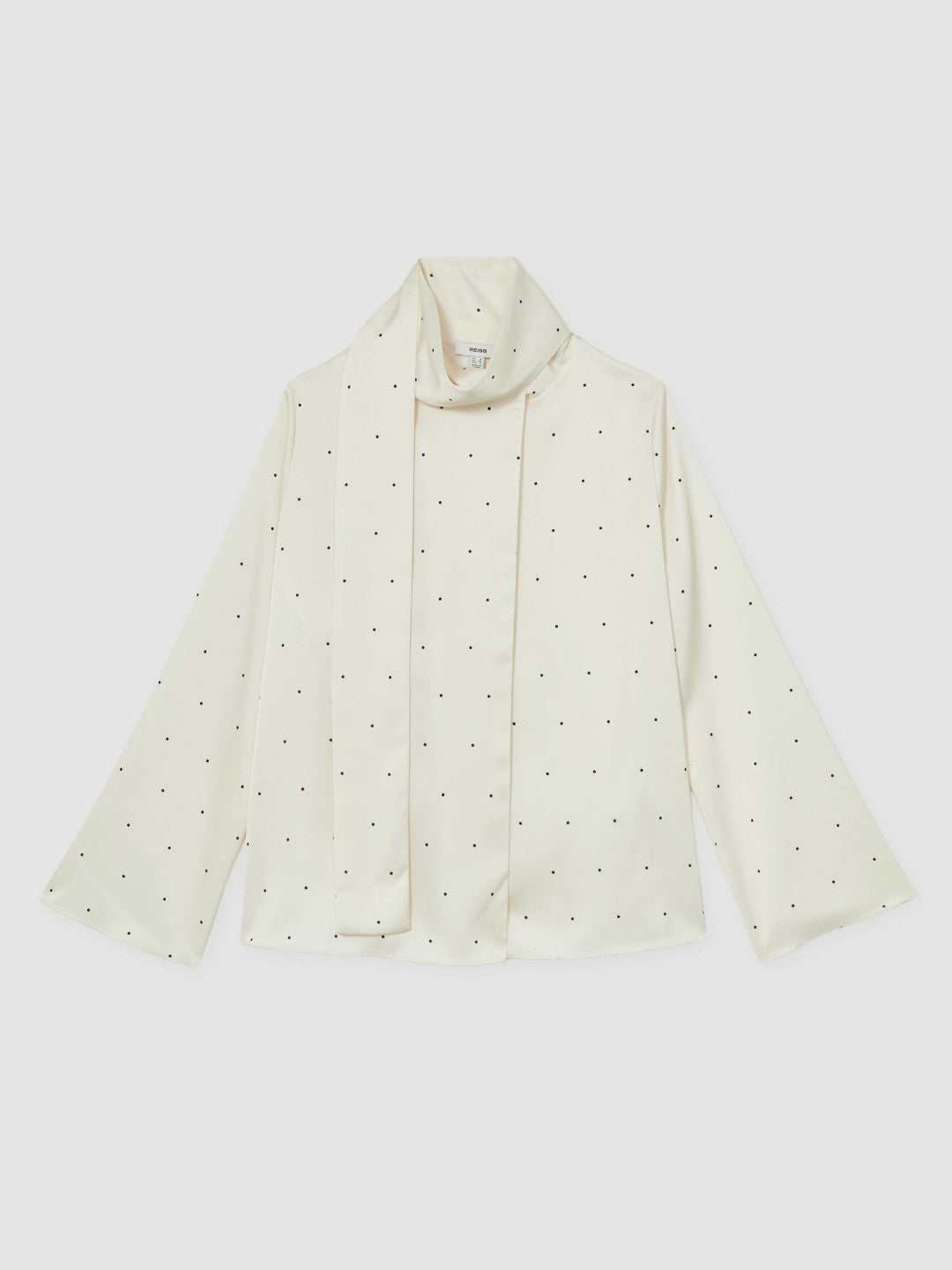 Satin Polka Dot Tie Neck Blouse Ivory | Women