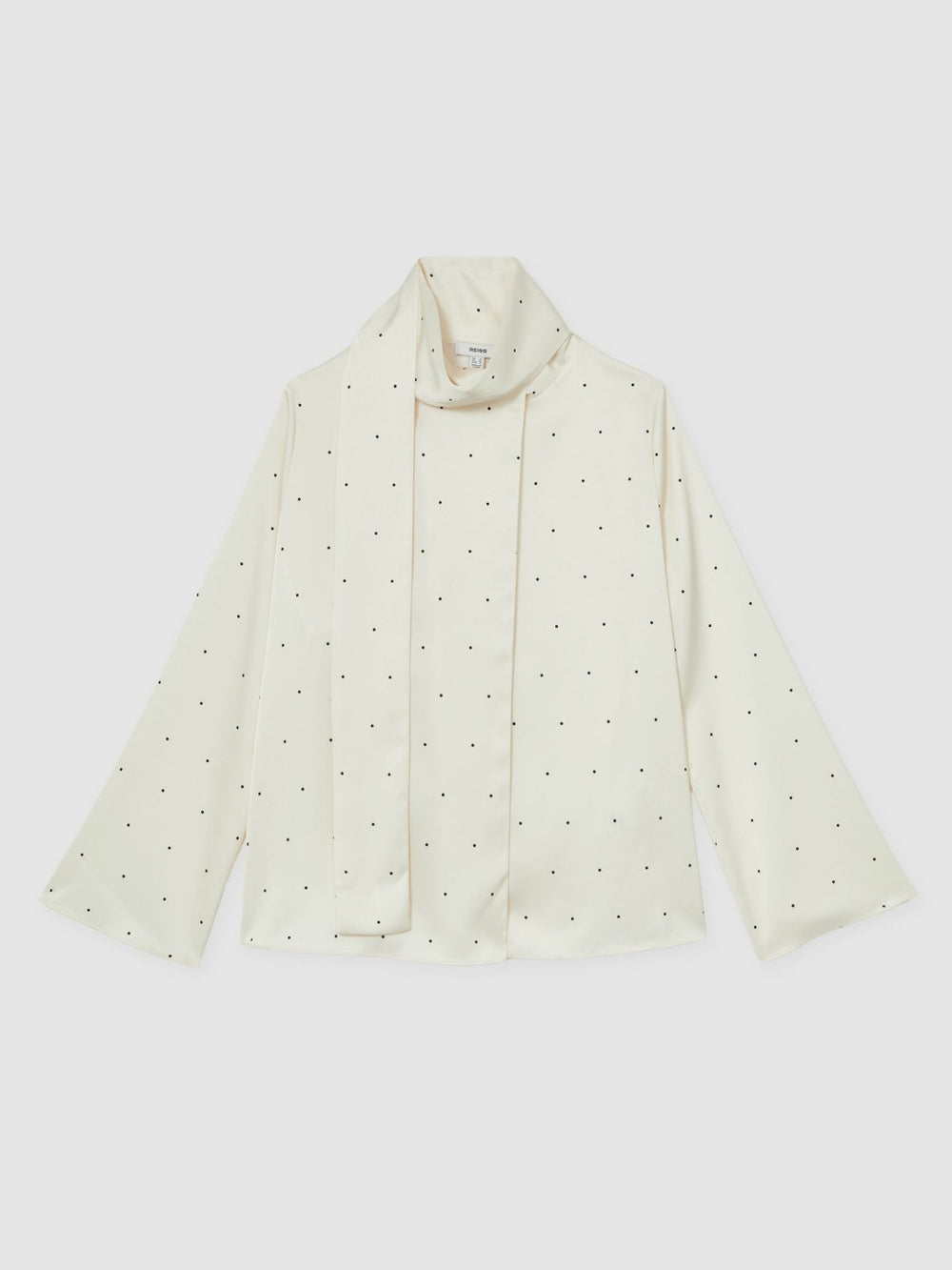 Satin Polka Dot Tie Neck Blouse Ivory | Women