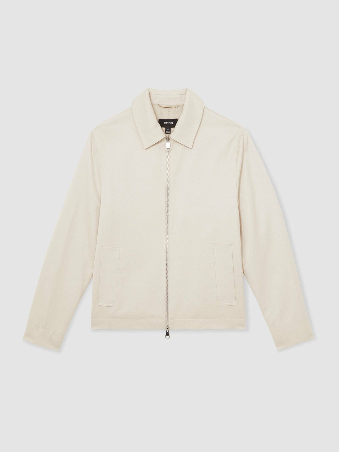 Lyocell-Cotton Zip-Through Twill Jacket Ecru | Men