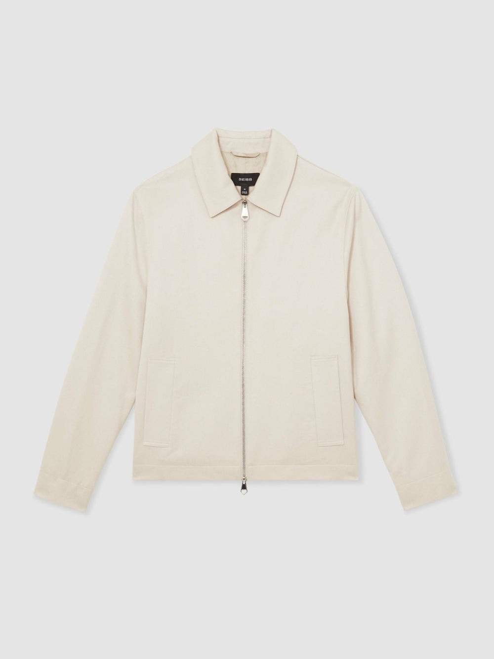 Lyocell-Cotton Zip-Through Twill Jacket Ecru | Men
