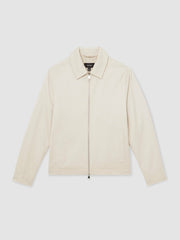 Lyocell-Cotton Zip-Through Twill Jacket Ecru | Men
