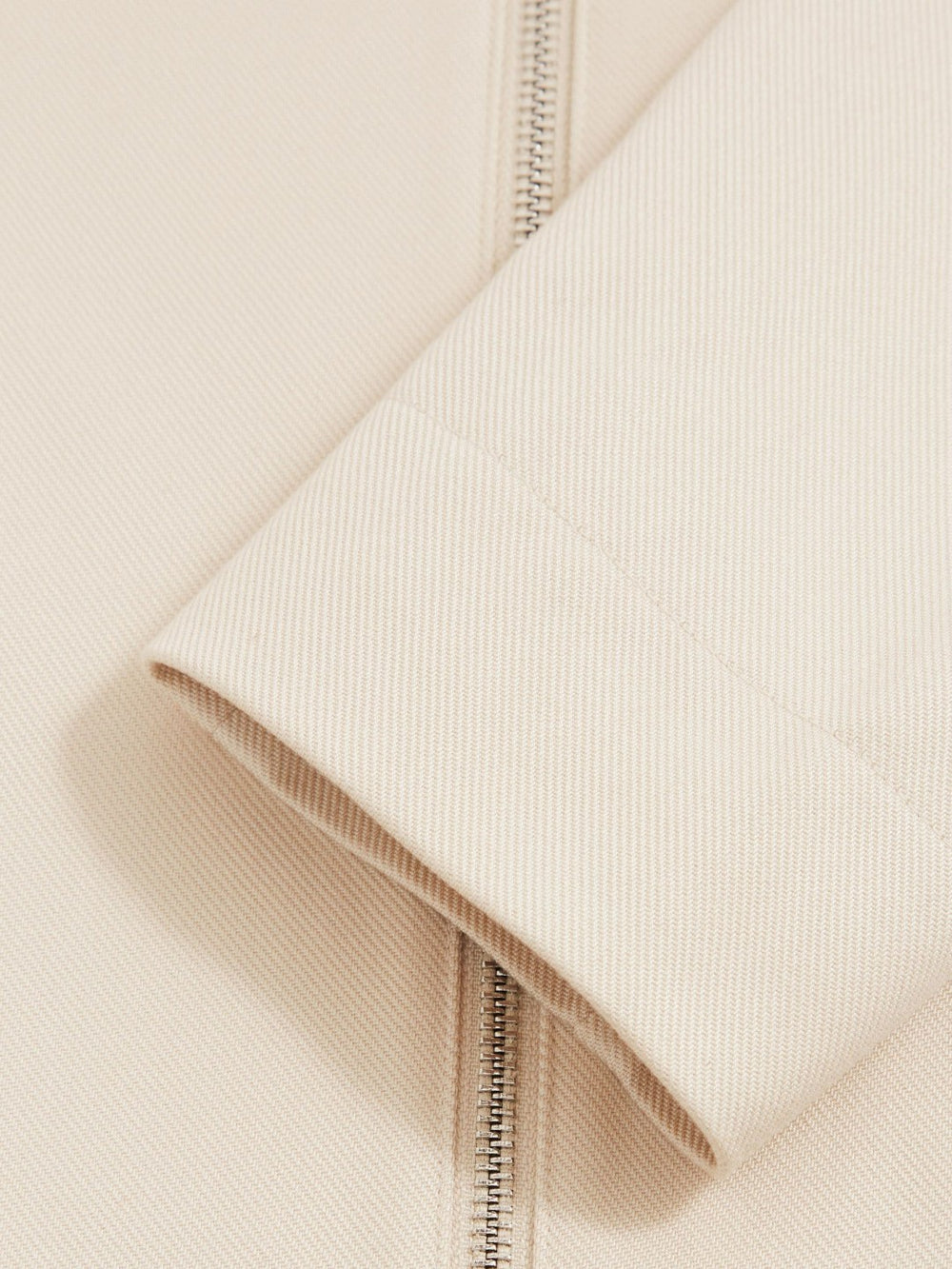 Lyocell-Cotton Zip-Through Twill Jacket Ecru | Men