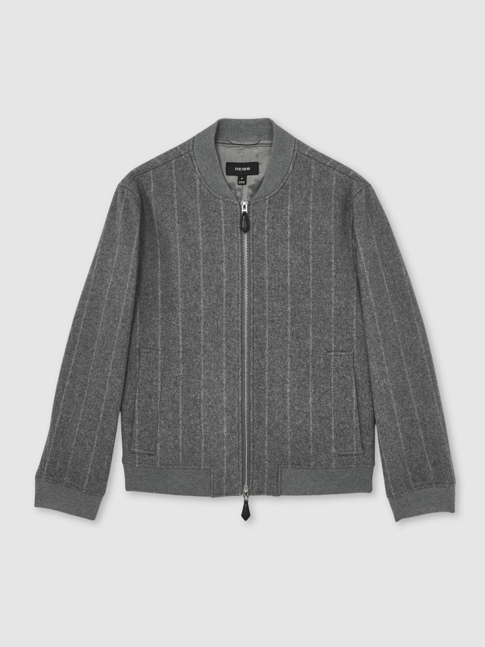 Wool-Blend Chalk-Stripe Bomber Jacket Grey | Men