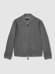 Wool-Blend Chalk-Stripe Bomber Jacket Grey | Men