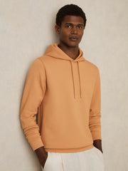 Interlock Jersey Drawstring Hoodie Light Camel Brown | Men