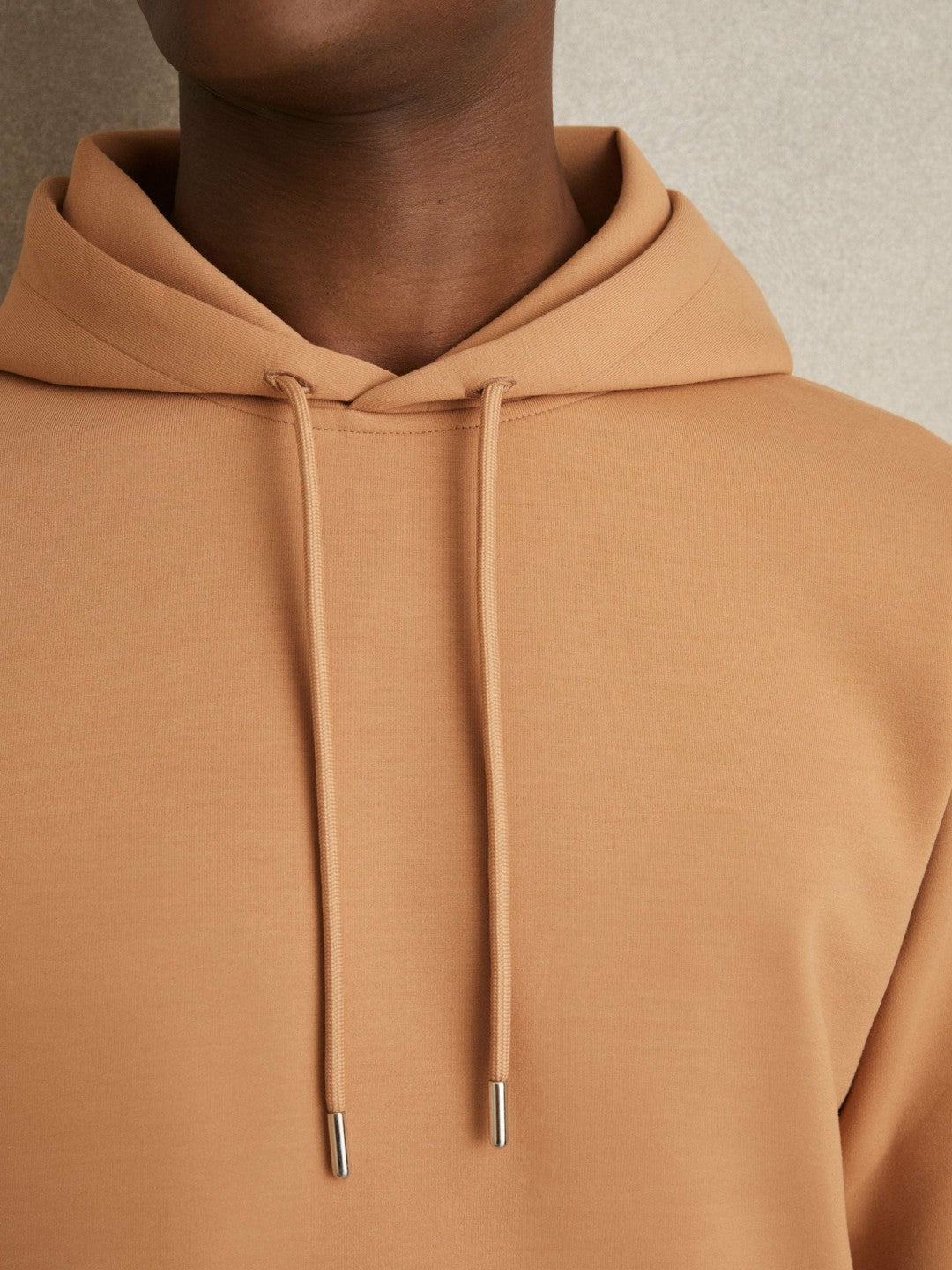 Interlock Jersey Drawstring Hoodie Light Camel Brown | Men