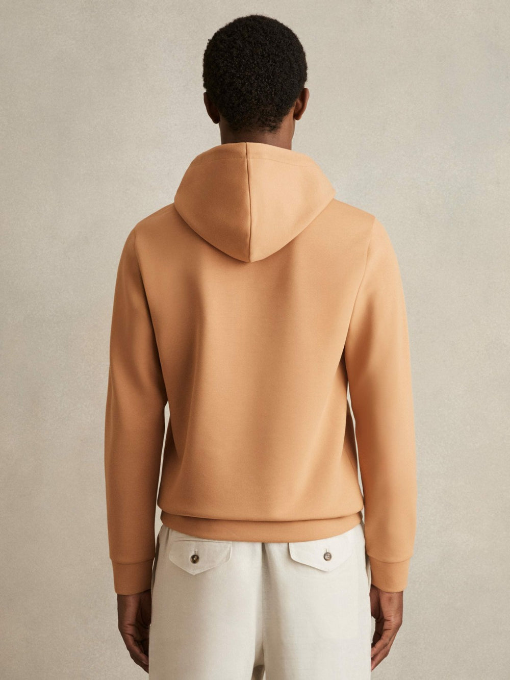 Interlock Jersey Drawstring Hoodie Light Camel Brown | Men