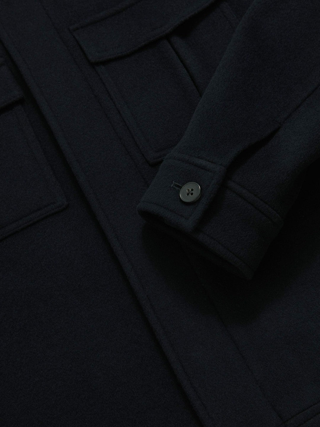 Wool Blend Twin Pocket Zipped Jacket Navy | Men