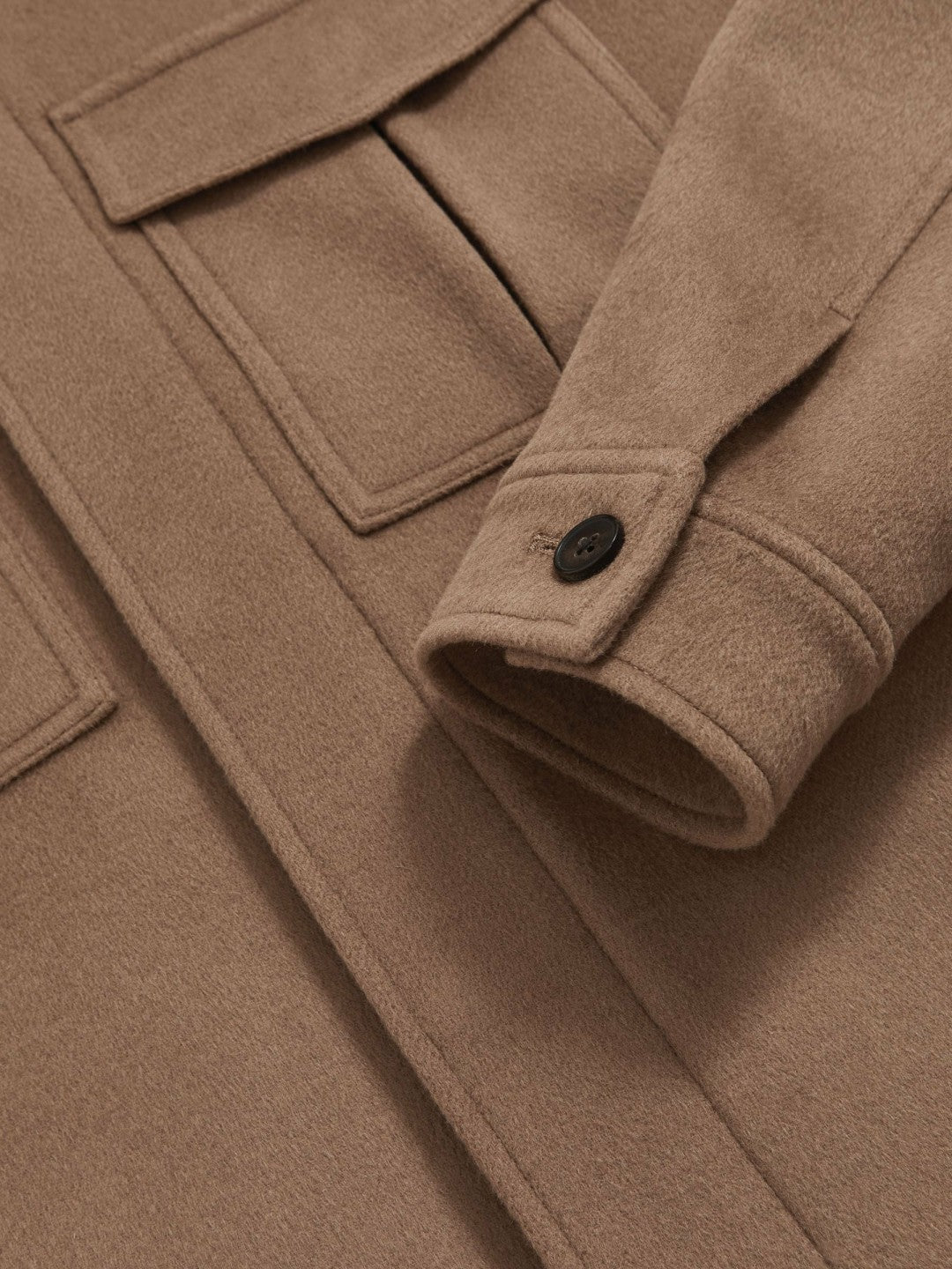 Wool Blend Twin Pocket Zipped Jacket Dark Brown | Men