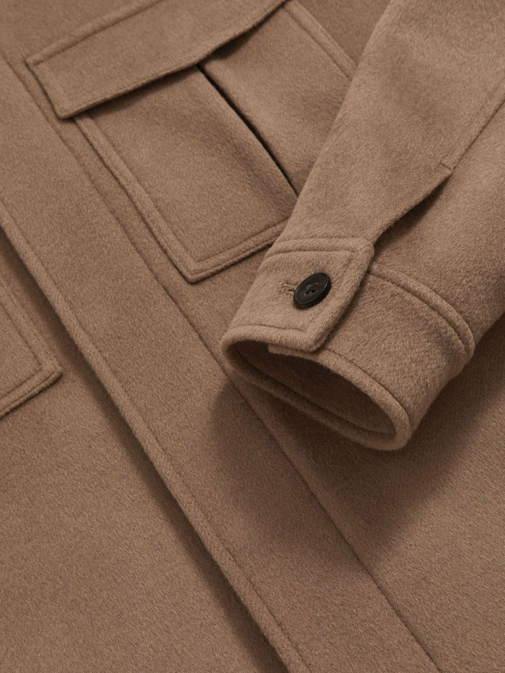 Wool Blend Twin Pocket Zipped Jacket Dark Brown | Men
