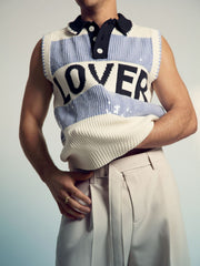 | Tom Daley Stripe Polo Vest Soft Blue | Men