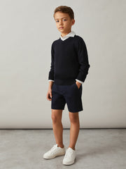 9-13 yrs Cotton Chino Shorts with Stretch Navy | Children & Baby