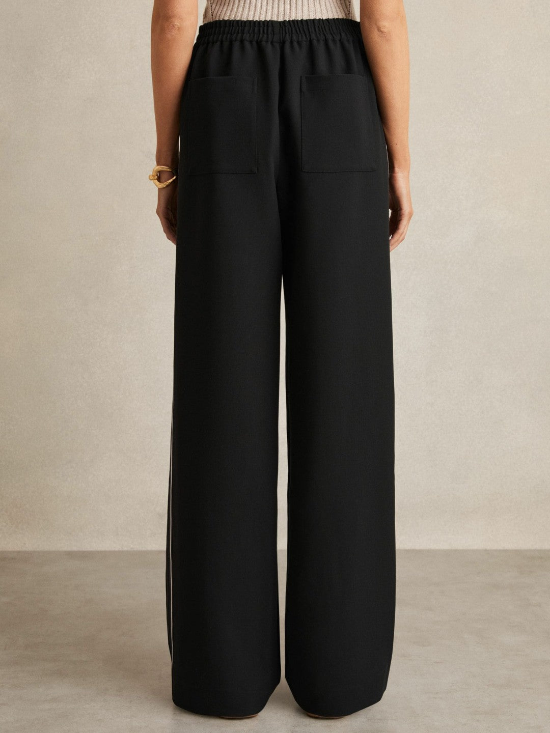 Side-Stripe Wide-Leg Trousers Black | Women