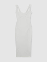 Good American Scuba Crystal Midi Dress White | Women