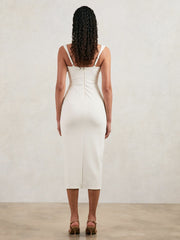 Good American Scuba Crystal Midi Dress White | Women