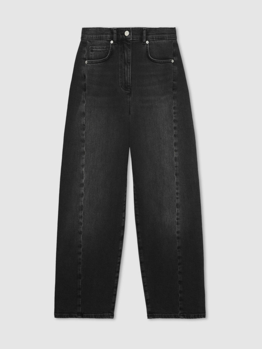 Petite Barrel-Leg Seam Jeans Washed Grey | Women