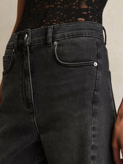 Petite Barrel-Leg Seam Jeans Washed Grey | Women