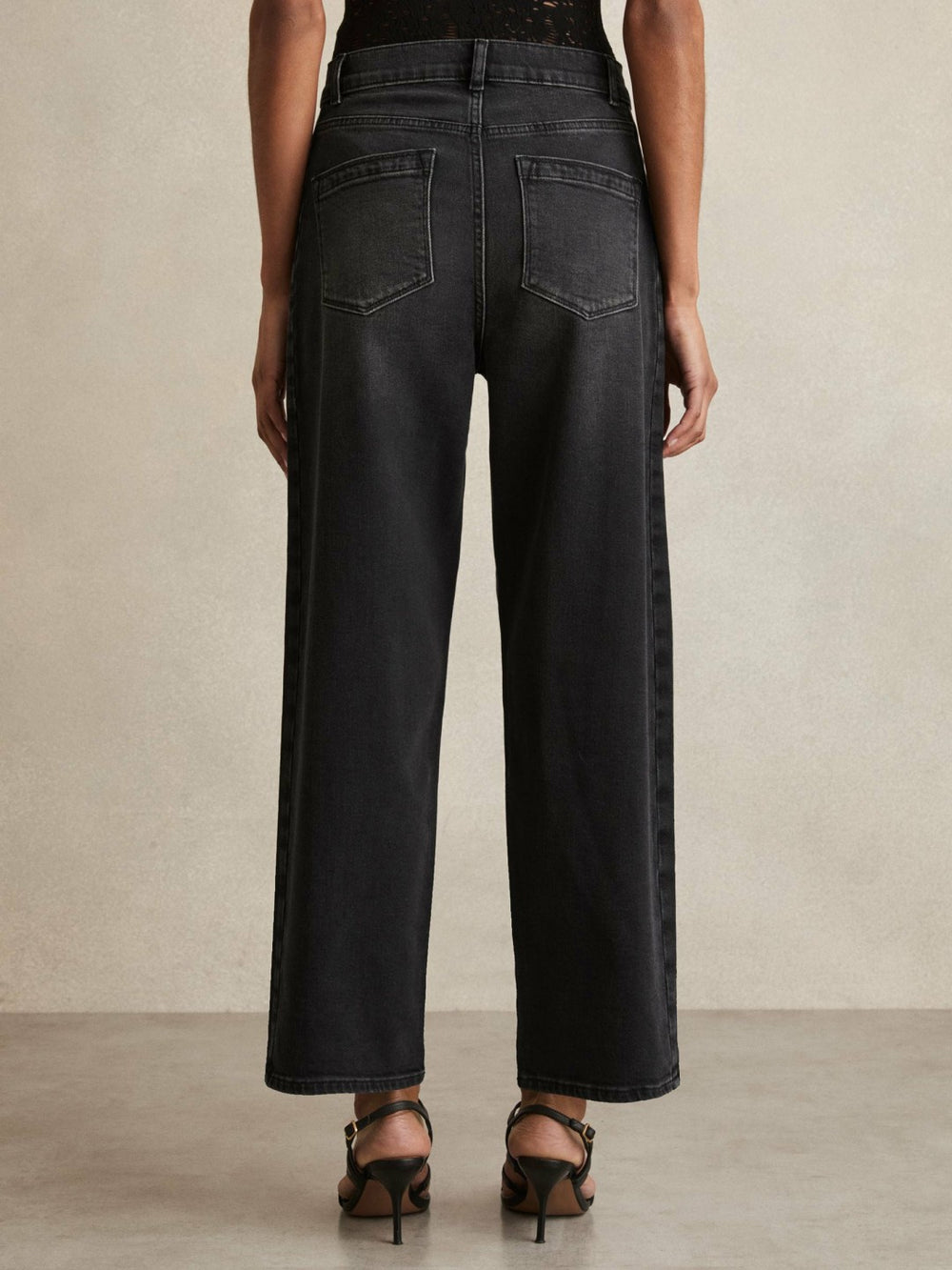 Petite Barrel-Leg Seam Jeans Washed Grey | Women
