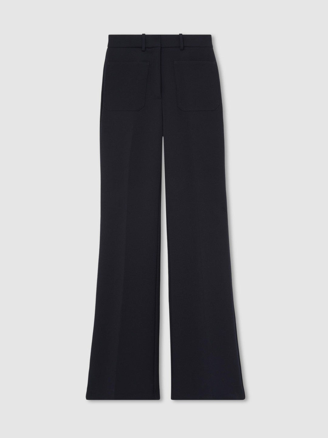 Petite Twill Patch-Pocket Flared Trousers Navy | Women