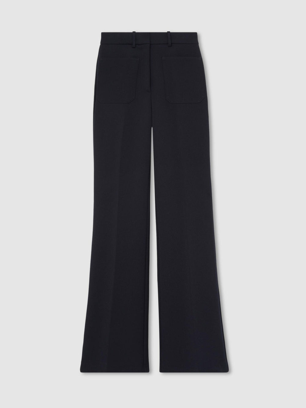 Petite Twill Patch-Pocket Flared Trousers Navy | Women