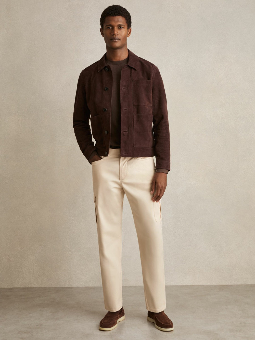 Cotton-Lyocell Cargo Trousers Light Stone | Men