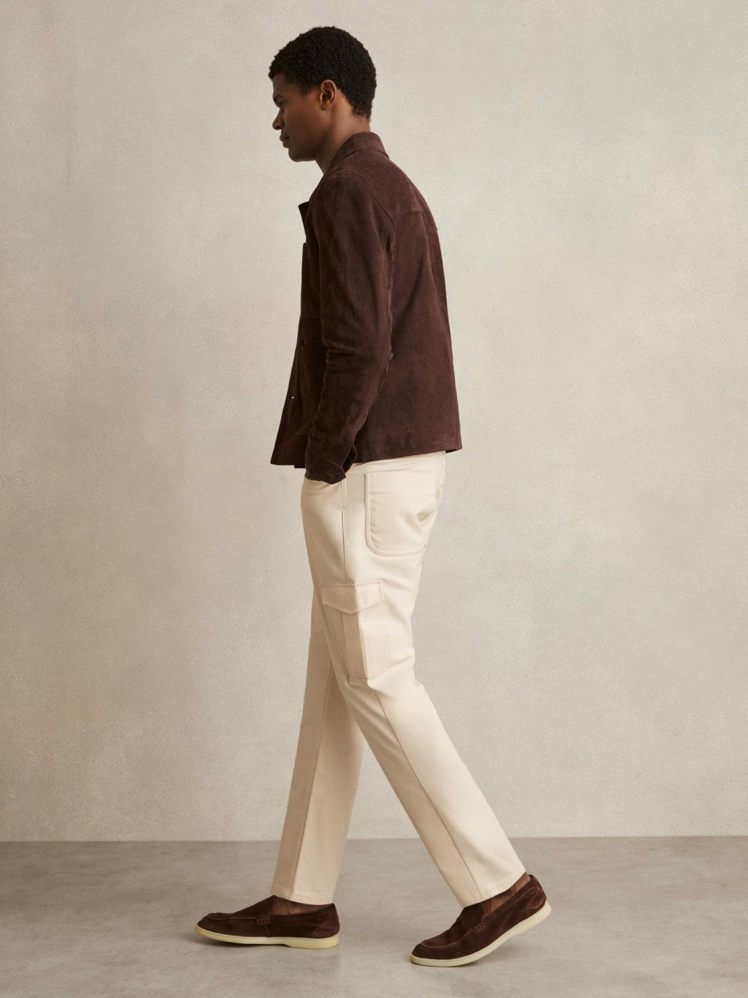 Cotton-Lyocell Cargo Trousers Light Stone | Men