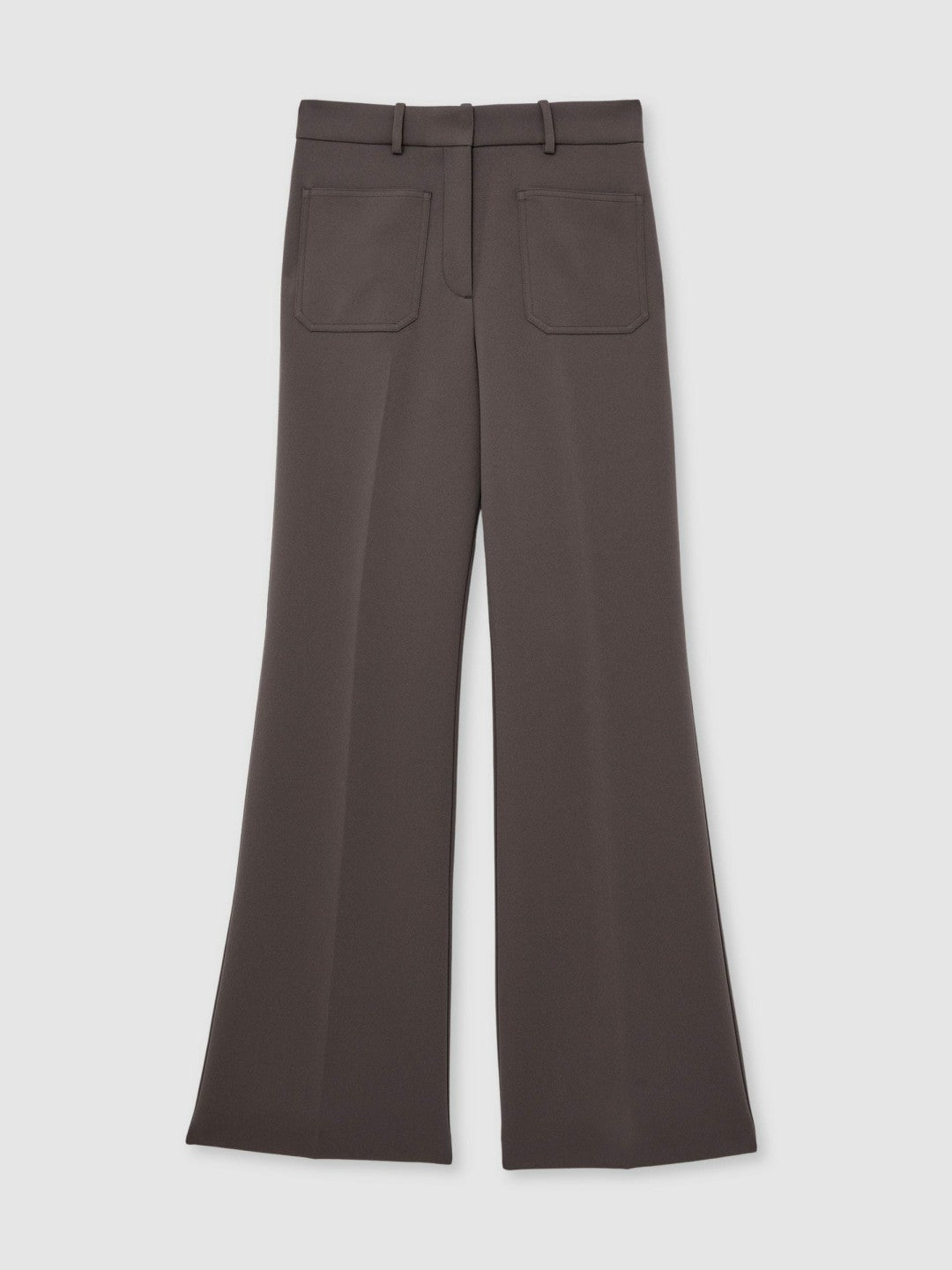 Petite Twill Patch-Pocket Flared Trousers Mauve Neutral | Women