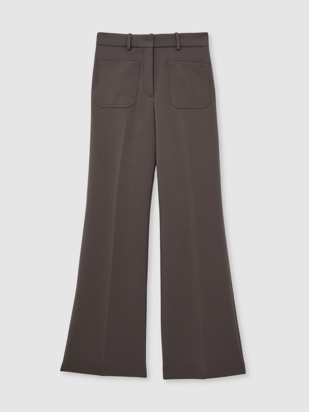 Petite Twill Patch-Pocket Flared Trousers Mauve Neutral | Women