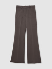 Petite Twill Patch-Pocket Flared Trousers Mauve Neutral | Women