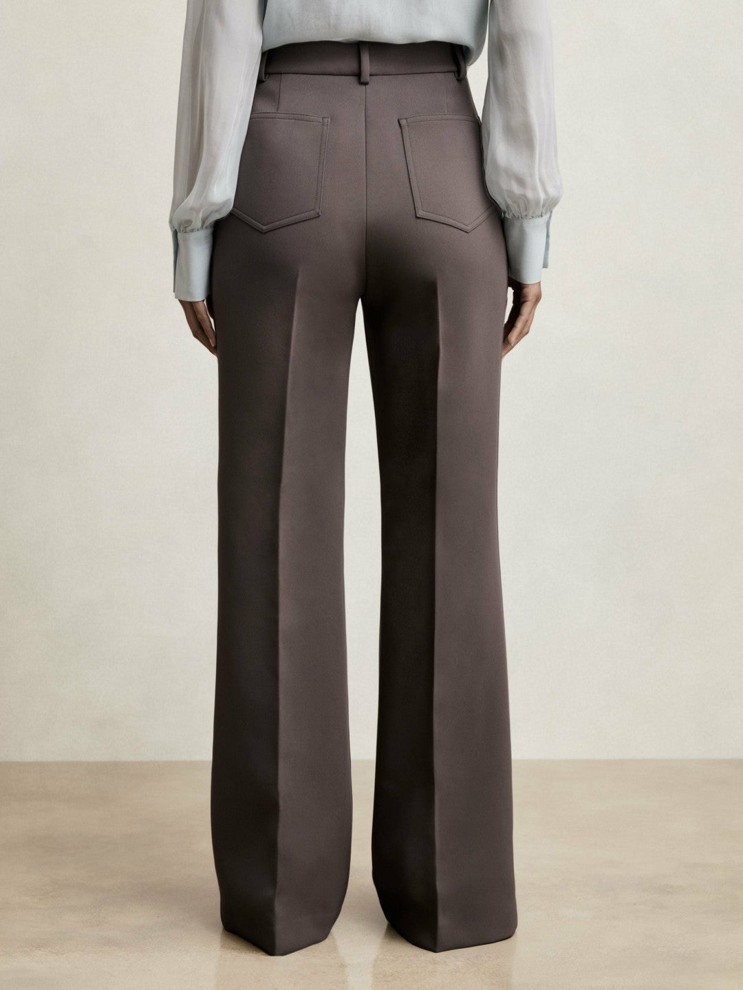 Petite Twill Patch-Pocket Flared Trousers Mauve Neutral | Women