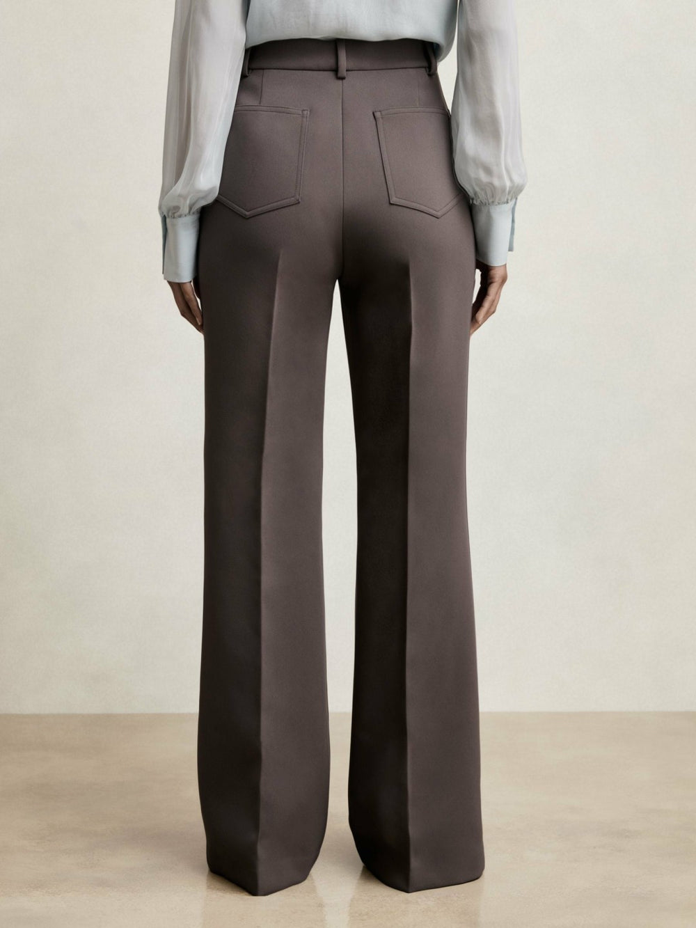 Petite Twill Patch-Pocket Flared Trousers Mauve Neutral | Women
