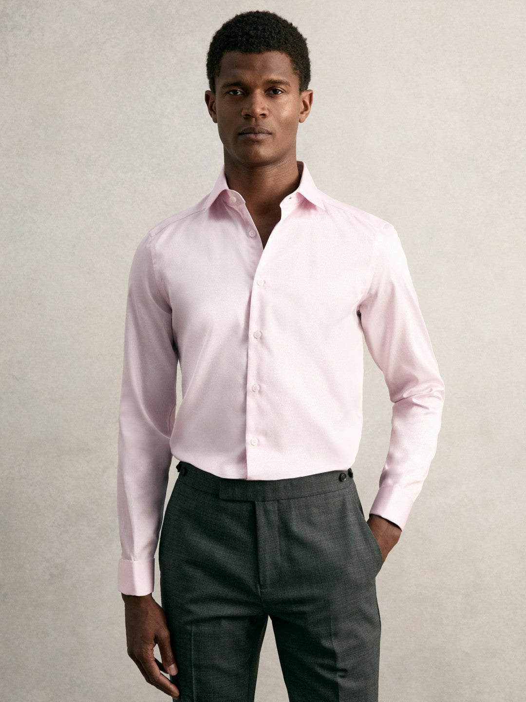 Slim Fit Slim-Fit Cotton-Sateen Shirt Pink | Men