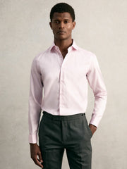 Slim Fit Slim-Fit Cotton-Sateen Shirt Pink | Men
