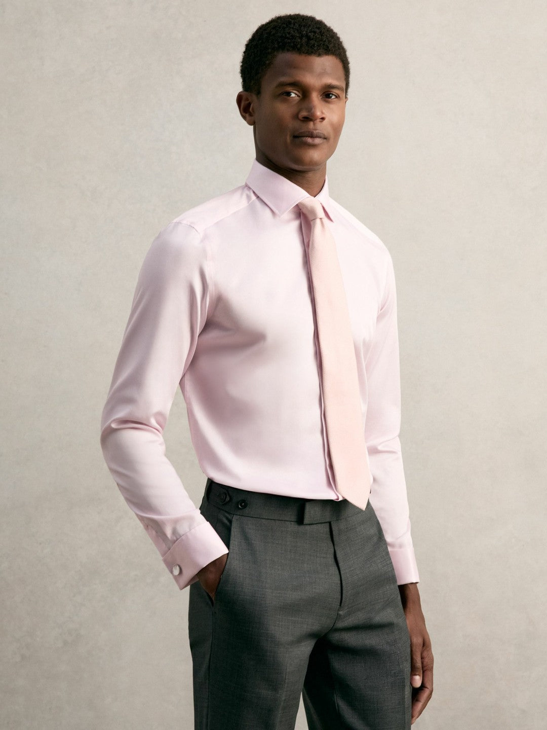 Slim Fit Slim-Fit Cotton-Sateen Shirt Pink | Men