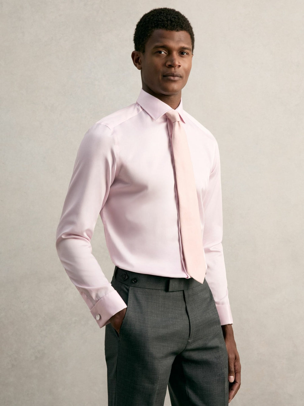 Slim Fit Slim-Fit Cotton-Sateen Shirt Pink | Men