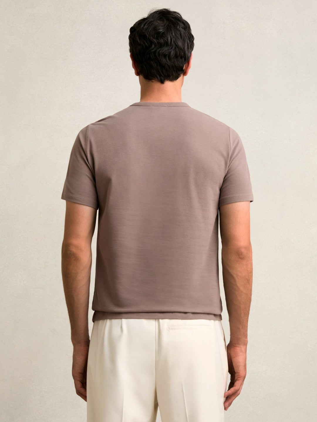 Stretch-Cotton Crew-Neck T-Shirt Taupe Brown | Men