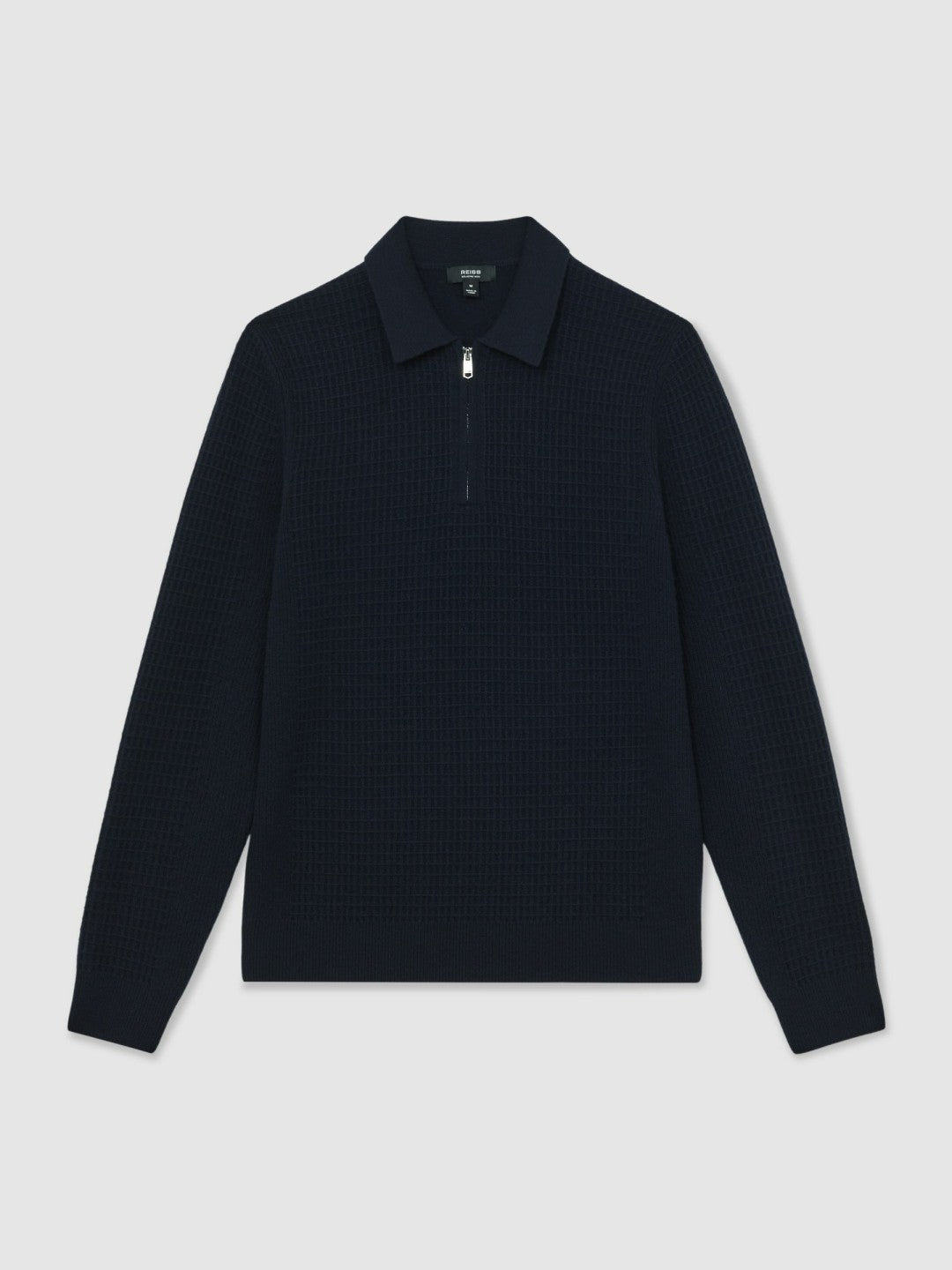 Wool Waffle-Knit Half-Zip Polo Shirt Navy | Men
