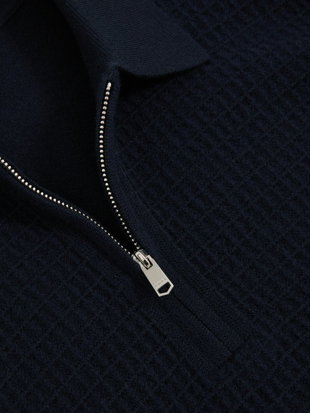Wool Waffle-Knit Half-Zip Polo Shirt Navy | Men