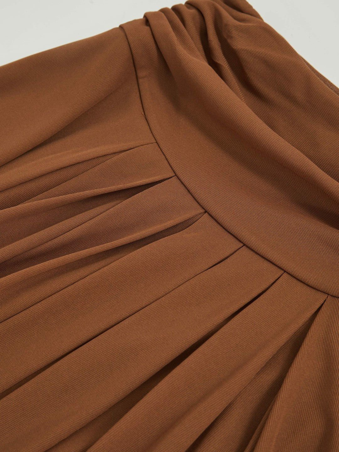 Jersey Ruched-Waist Maxi Skirt Tan Brown | Women