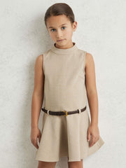 13-14 yrs Drop Waist Belted Sleeveless Dress Neutral | Children & Baby