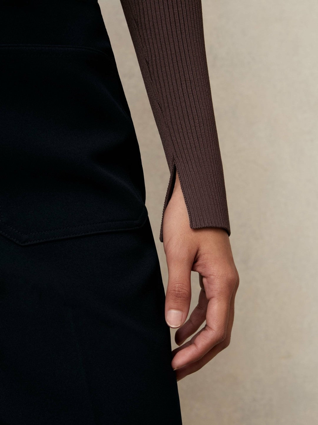 Craft-Stitch Rib-Knit Top Mocha Brown | Women