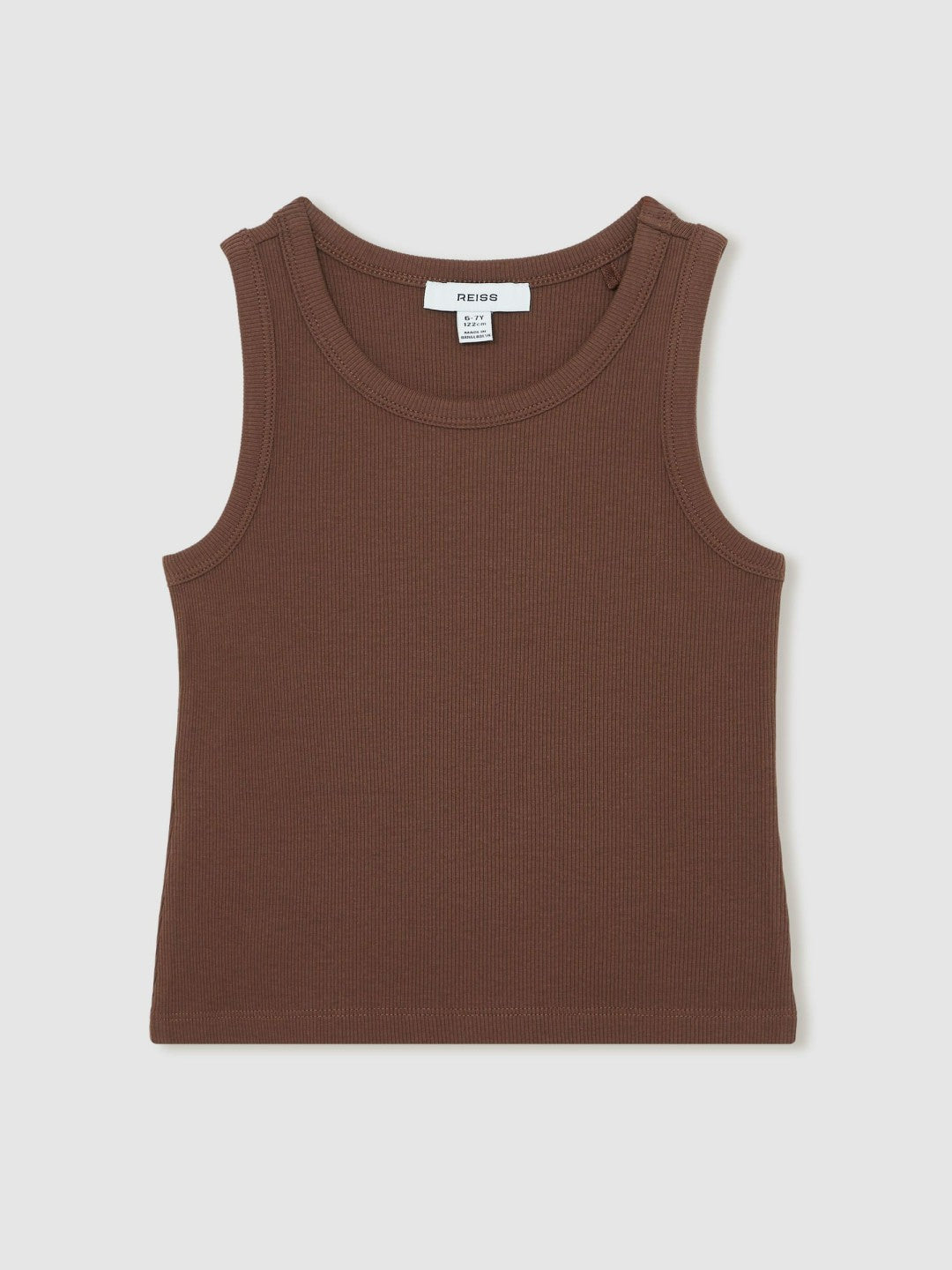 13-14 yrs Stretch-Cotton Ribbed Vest Chocolate | Children & Baby