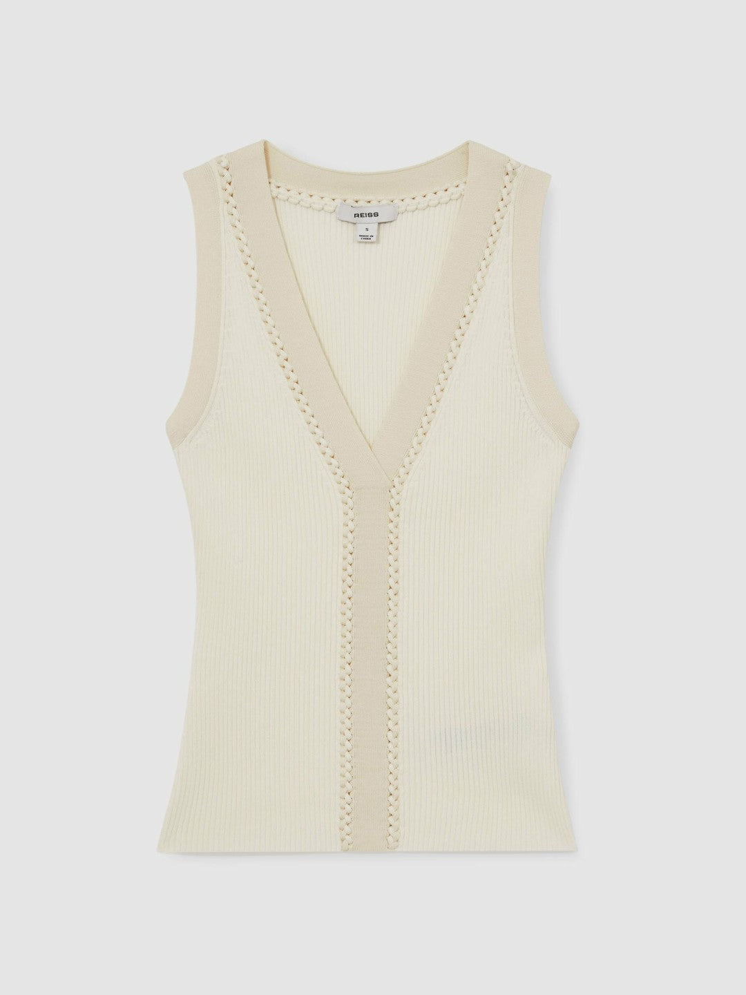 Craft-Stitch Rib-Knit Vest Ivory/Ecru | Women