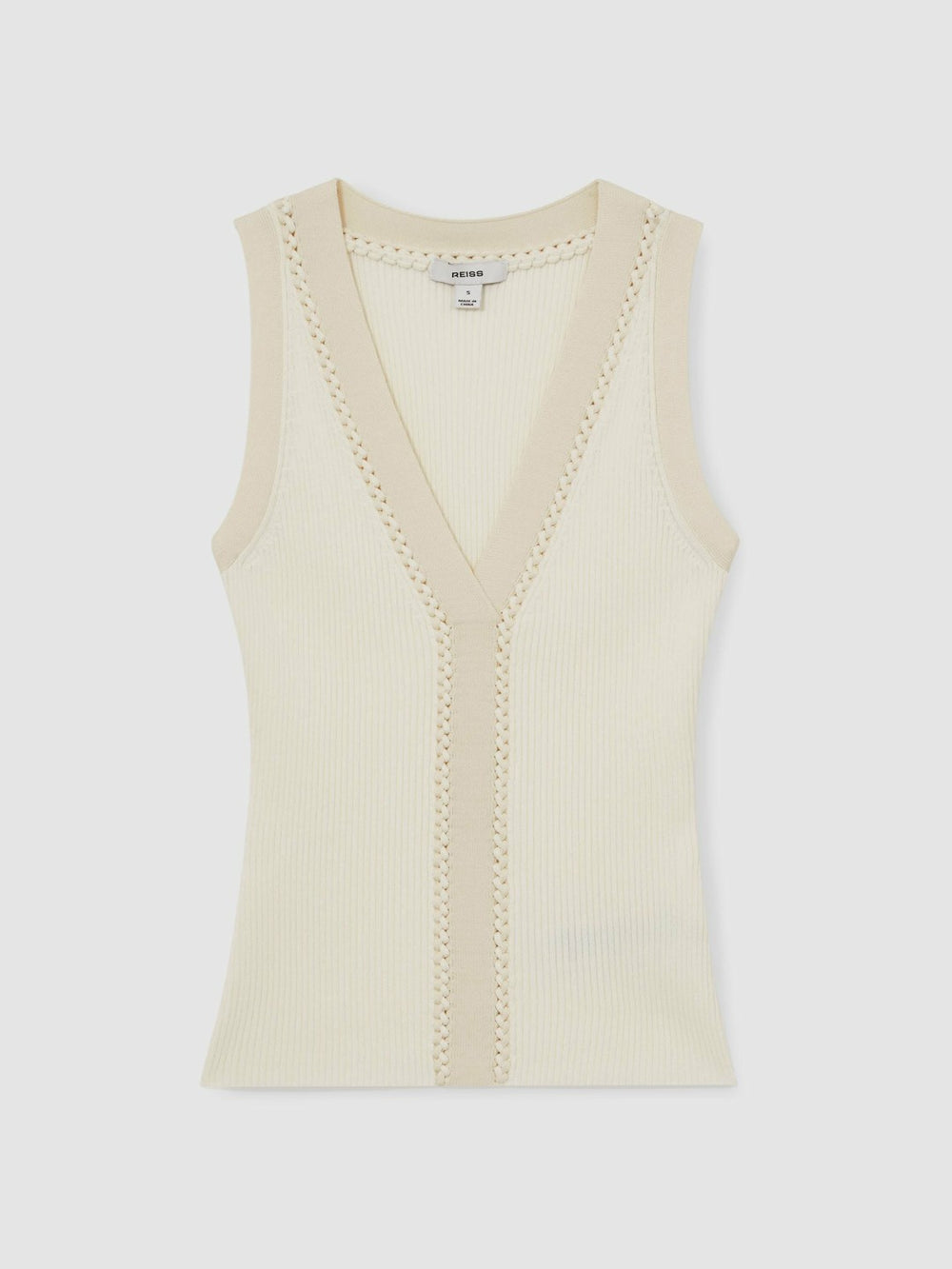 Craft-Stitch Rib-Knit Vest Ivory/Ecru | Women