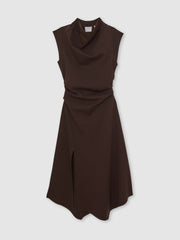 Twill-Jersey Draped Midi Dress Burgundy | Women