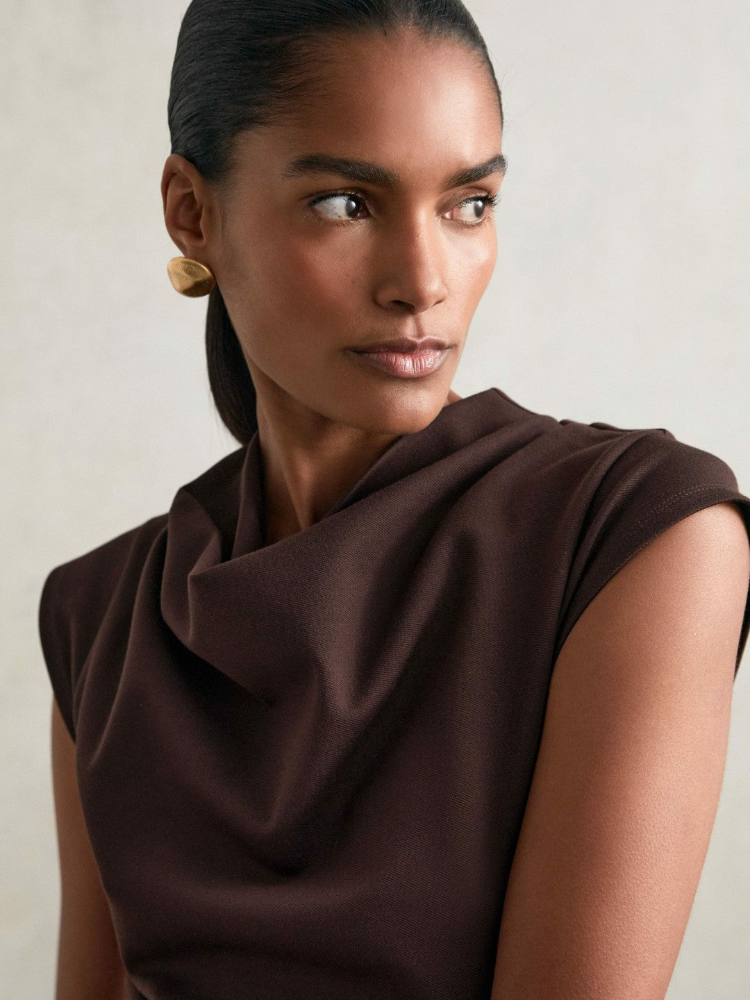 Twill-Jersey Draped Midi Dress Burgundy | Women